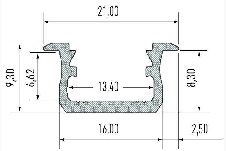 LED-Profil LPB Einbau schwarz eloxiert 2,02 m