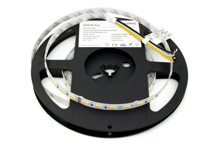 COLORS LED-Band 24 VDC, 17,3 W/m, CCT 2700 K - 6000 K, IP67, Cri > 90, 1500 lm/m, 140 SMD/m