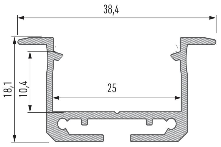 LED-Profil LPinSI Einbau silber eloxiert 2,02 m