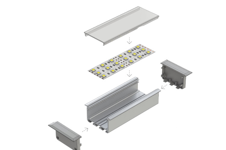 LED-Profil LPINSO  Einbau silber eloxiert 2,02 m