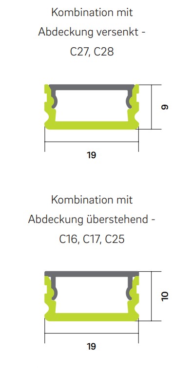 Eule Licht R33 Einbau- Trockenbauprofil Aluminium 2,02m