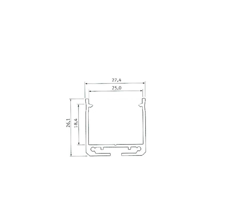 LED-Profil LPDI Aufbau silber eloxiert 2,02 m