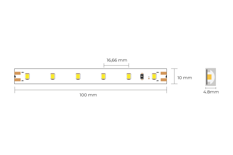COLORS LED-Band 24 VDC, 4,8 W/m, 3000 K, IP67, Cri > 90, 399 lm/m, 60 SMD/m