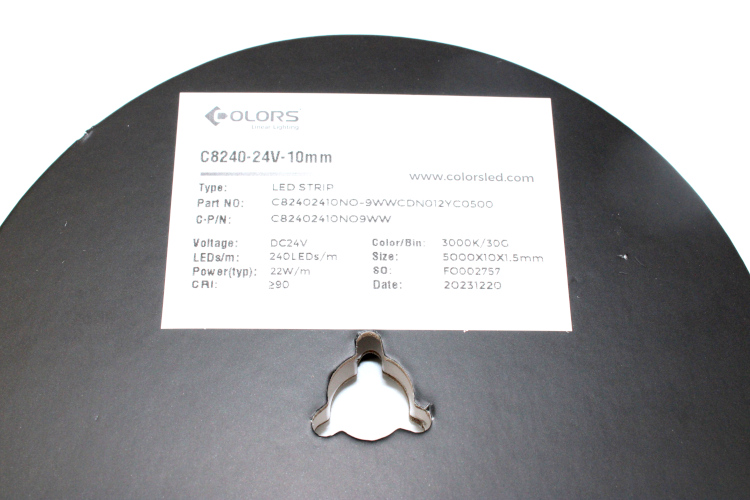 Colors LED-Band 240led/m, 22W/m, 3000K, 3000lm/l CRI>90, 24V, 10mm, IP20, 5m Rolle