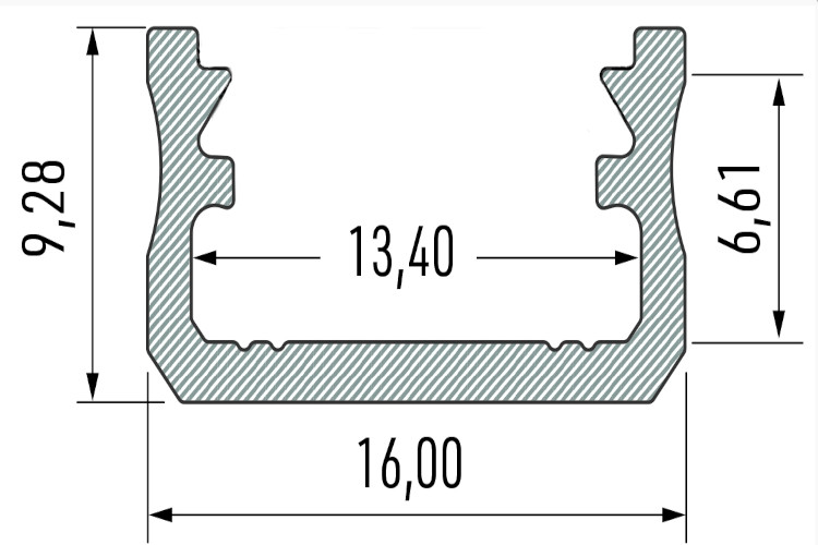 LED-Profil LPA Aufbau schwarz eloxiert 2,02 m