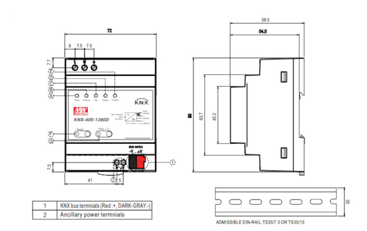 Mean Well Hutschienennetzteil KNX-40E-1280D