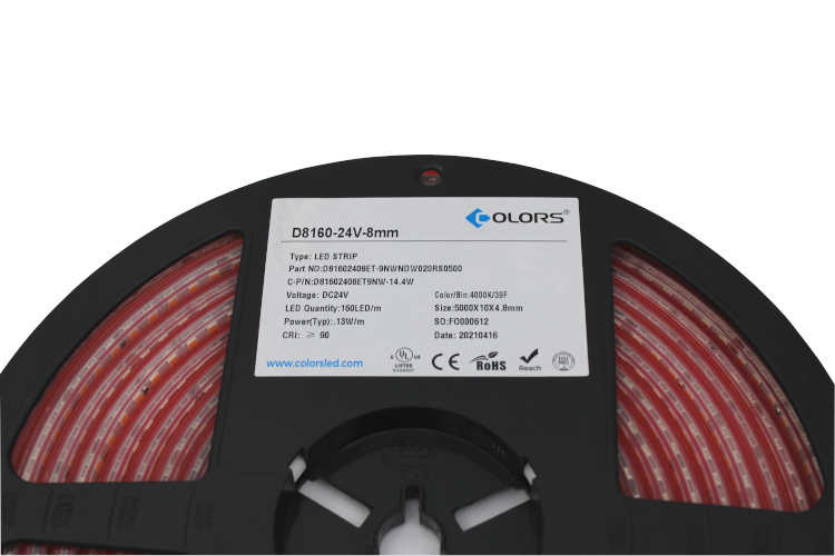 COLORS LED-Band 24 VDC, 14,4 W/m, 4000 K, IP67, Cri > 90, 1650 lm/m, 160 SMD/m