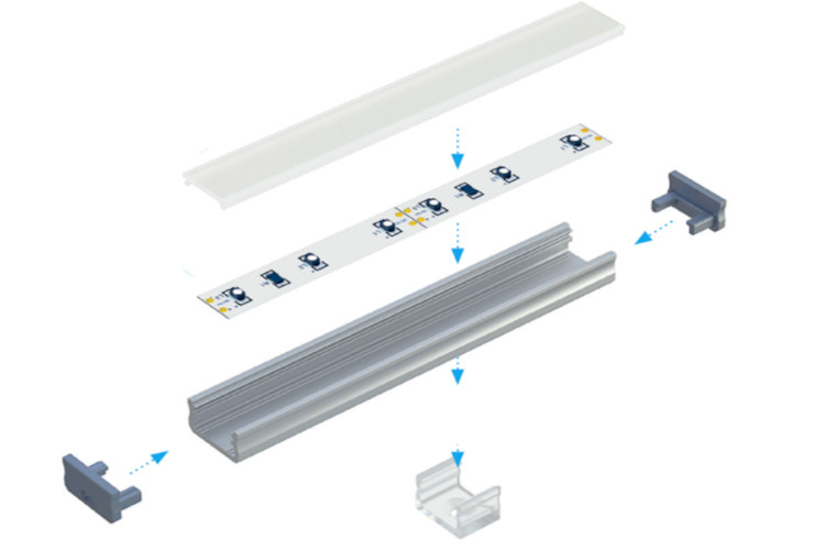 LED-Profil LPA Aufbau schwarz eloxiert 2,02 m