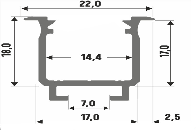 LED-Profil LPW Einbau schwarz eloxiert 2,02 m