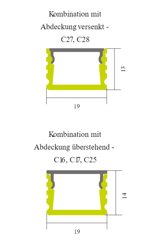 Eule Licht R34 Einbau- Trockenbauprofil aus Aluminium  2,02m