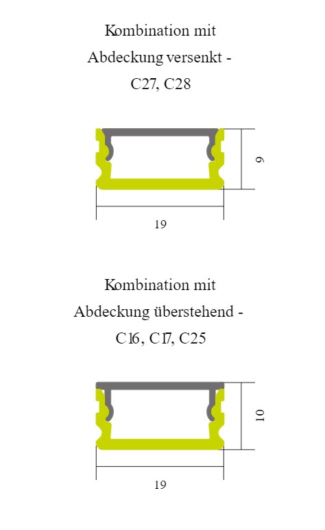 Eule Licht R33 Einbau- Trockenbauprofil schwarz aus Aluminium  2,02m