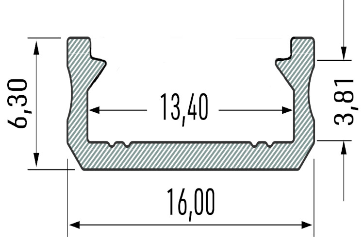 LED-Profil LPD Aufbau silber eloxiert 2,02 m