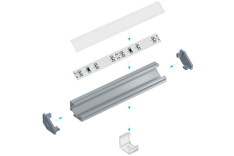 LED-Profil LPC Eckbau silber eloxiert 2,02 m