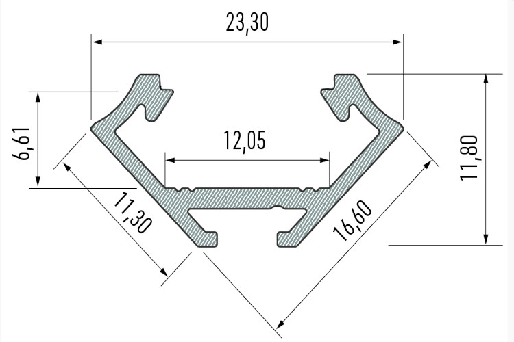 Aluminium LED-Eckprofil 45 ° 3,03m