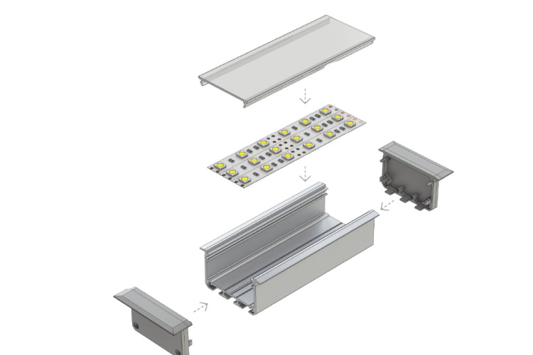 LED-Profil LPIL Aufbau silber eloxiert 2,02 m