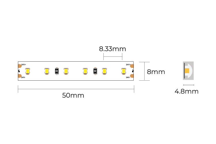 COLORS LED-Band 24 VDC, 9,6 W/m, 4000 K, IP67, Cri > 90, 823 lm/m, 120 SMD/m