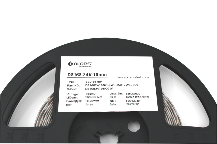 COLORS LED-Band 24 VDC, 17,3 W/m, 6000 K, IP20, Cri > 90, 1810 lm/m, 168 SMD/m