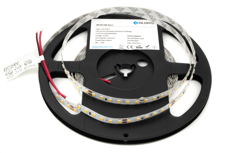 COLORS LED-Band 24VDC, 9,6 W/m, 4000 K, IP20, Cri > 90, 823 lm/m, 120 SMD/m